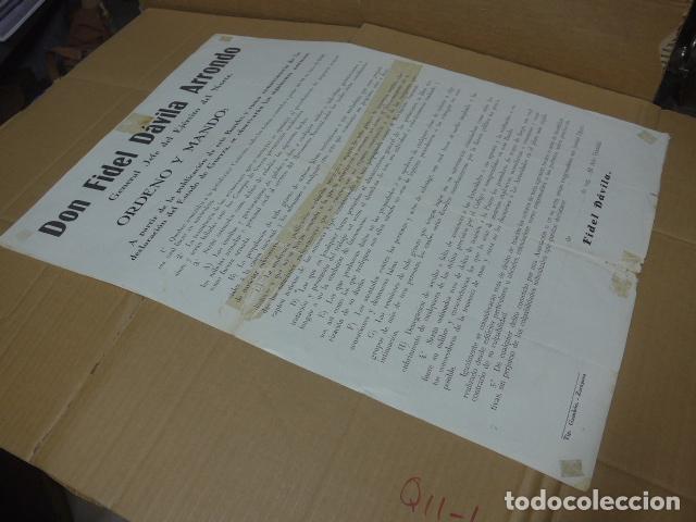 Militaria: Antiguo cartel original de 1939 del Ejercito del Norte, General Davila. Ordeno y mando, guerra civil