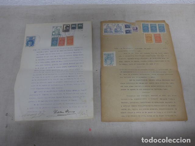 Militaria: Lote de 2 antiguos documentos de juzgado republicano con sellos vi&ntilde;etas, carabineros, guerra civil