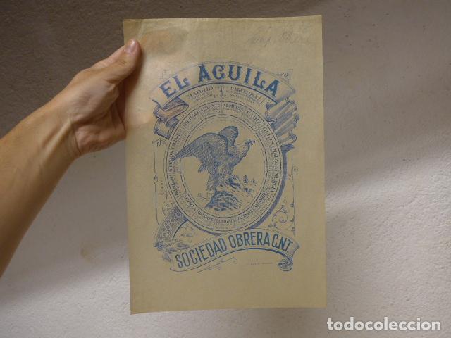 Militaria: Antiguo cartel publicidad El aguila, sociedad obrera de la CNT, original, 1938, guerra civil.