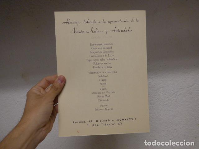 Militaria: Antigua invitacion de almuerzo dedicado a la nacion italiana, 1937, CTV, Italia, guerra civil