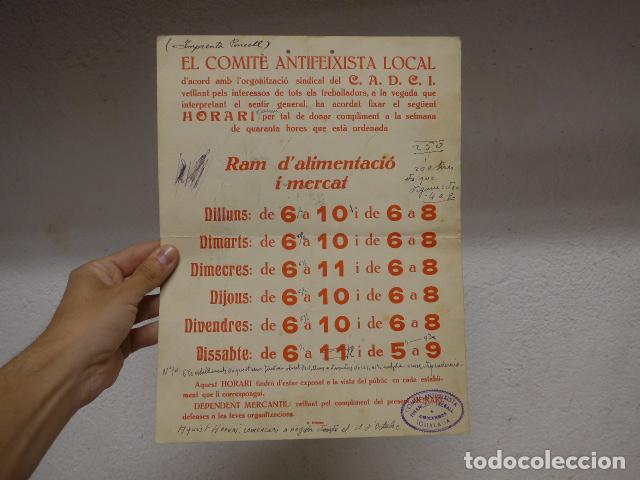 Militaria: Antiguo cartel republicano Comite antifeixista i el CADCI de Igualada, guerra civil