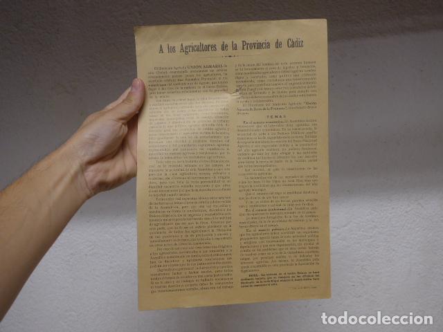 Militaria: Antiguo cartel a los agricultores de la provincia de Cadiz, guerra civil, jerez frontera