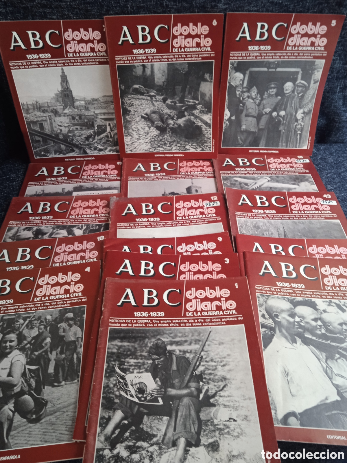 Militaria: ABC (1936 -1939) DOBLE DIARIO DE LA GUERRA CIVIL - LOTE DE 16 FASCICULOS