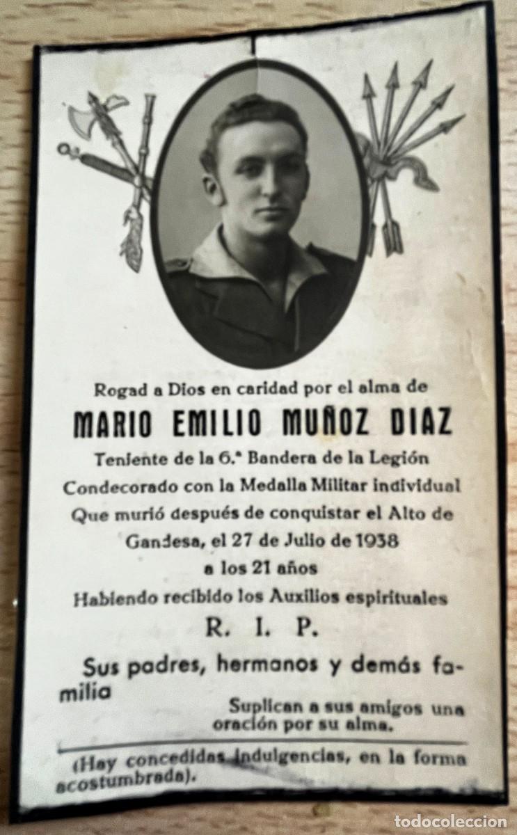 Militaria: RECORDATORIO GUERRA CIVIL, DE TENIENTE DE LA SEXTA BANDERA DE LA LEGION, FALLECIDO EN LA CONQUISTA D