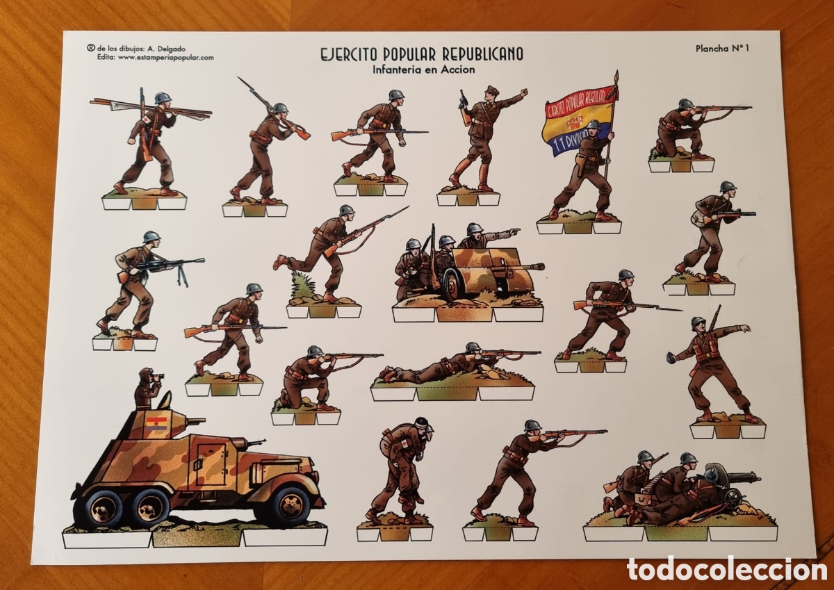 Militaria: Recortable Ej&eacute;rcito Popular Rep&uacute;blica Espa&ntilde;ola original buen estado raro Guerra Civil