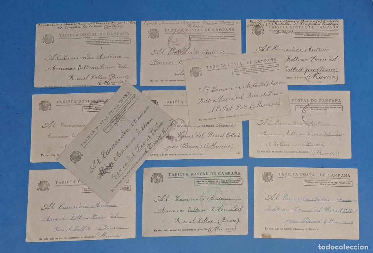 Militaria: GUERRA CIVIL ESPA&Ntilde;OLA - LOTE 11 TARJETAS POSTALES DE CAMPA&Ntilde;A - ENVIADAS DESDE EL FRENTE DE BADAJOZ