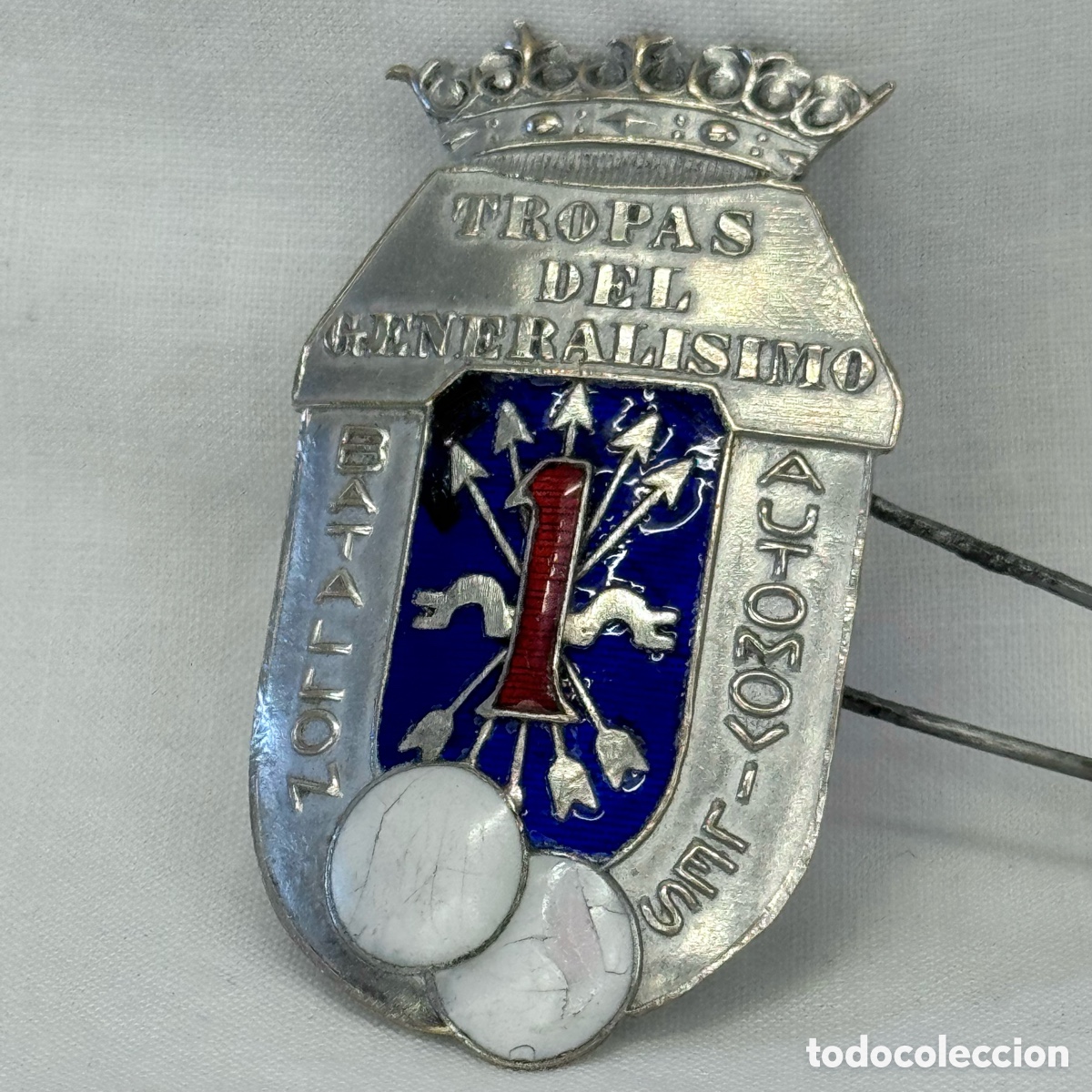 Militaria: INSIGNIA PLACA TROPAS DEL GENERAL&Iacute;SIMO BATALL&Oacute;N AUTOM&Oacute;VILES 1 MODELO GRANDE 5,7 CM X 3,4 CM