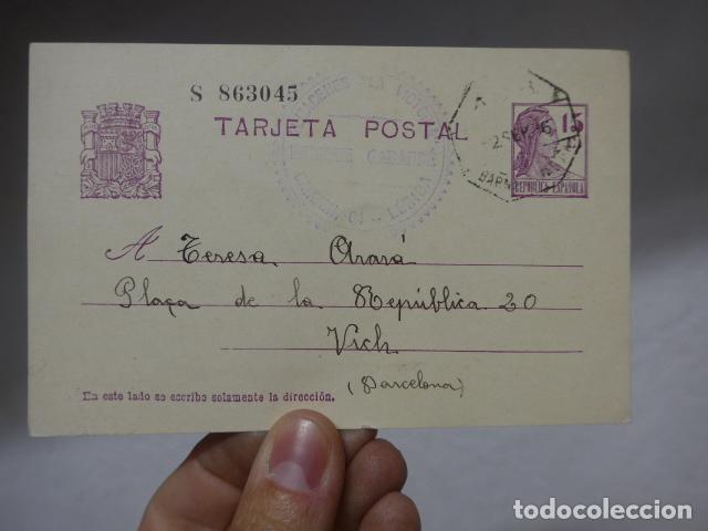 Militaria: Antigua postal republicana original de guerra civil. 1936, Vich, Lerida, Lleida, Vic.