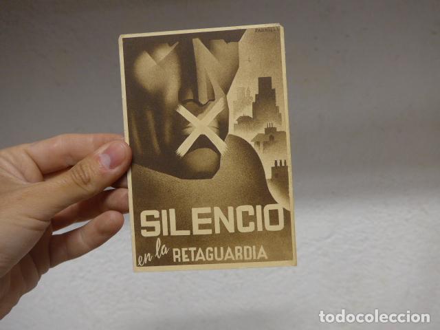 Militaria: Antigua postal republicana original de Junta Defensa Madrid. Silencio en la retaguardia Guerra civil