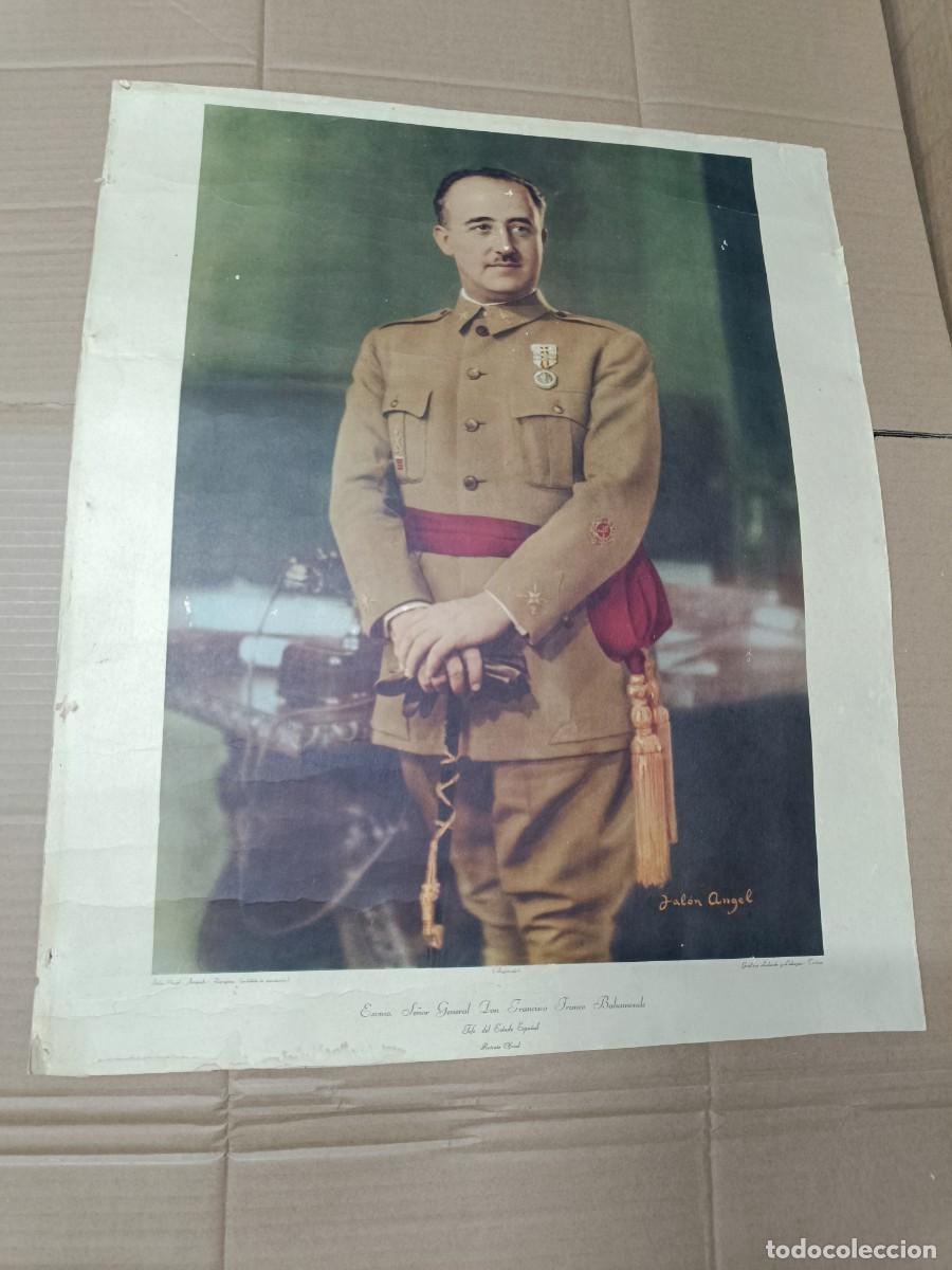 Militaria: ANTIGUO GRAN CARTEL OFICIAL, GENERALISIMO FRANCISCO FRANCO, GUERRA CIVIL -R9