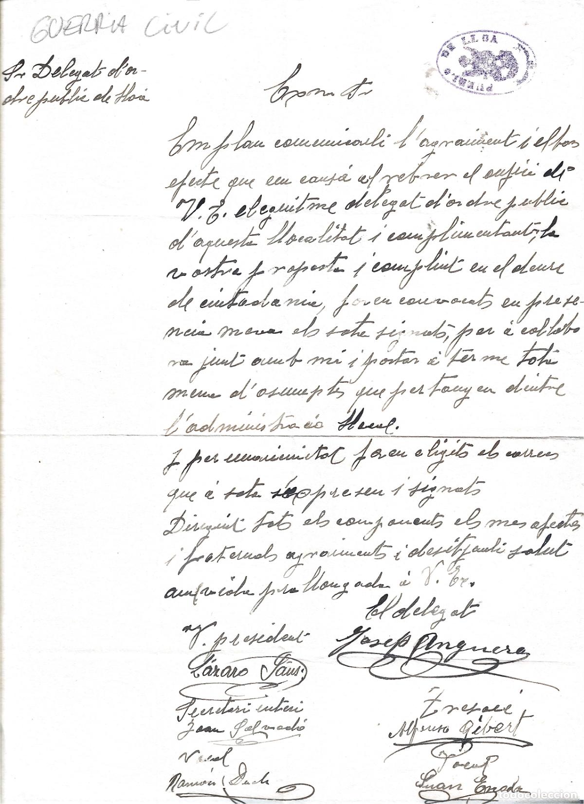 Militaria: EL LLOAR-PRIORAT-PUEBLO DE LLOA-GUERRA CIVIL-NOMENAMENT DE MEMBRES DELEGAT D`ORDRE P&Uacute;BLIC DE LLO&Agrave;