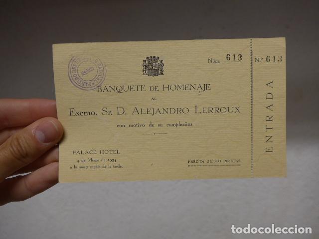 Militaria: Antigua invitacion del Partido Republicano Radical, 1934, homenaje Alejandro Lerroux
