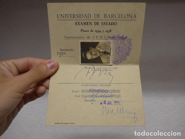 Militaria: Antiguo carnet Universidad de Barcelona 1934-1938 guerra civil, Barcelona 1940