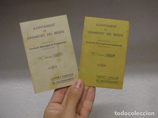 Militaria: Lote 2 antiguo carnet de racionament republicano de Gramenet del Besos, guerra civil, 1937