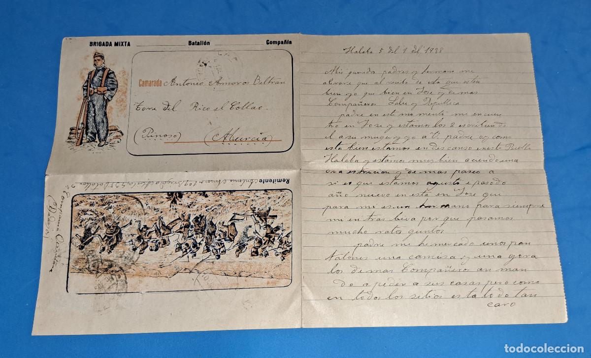 Militaria: CORRESPONDENCIA DE CAMPA&Ntilde;A - BRIGADA MIXTA - LA HABA ( Badajoz ) - 5 de Enero de 1938
