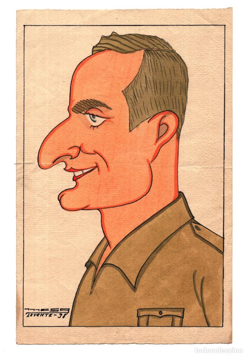 Militaria: CARICATURA MILITAR GUERRA CIVIL ESPA&Ntilde;OLA. FIRMA MESA. LEVANTE 1938.- 23,8X15,8.