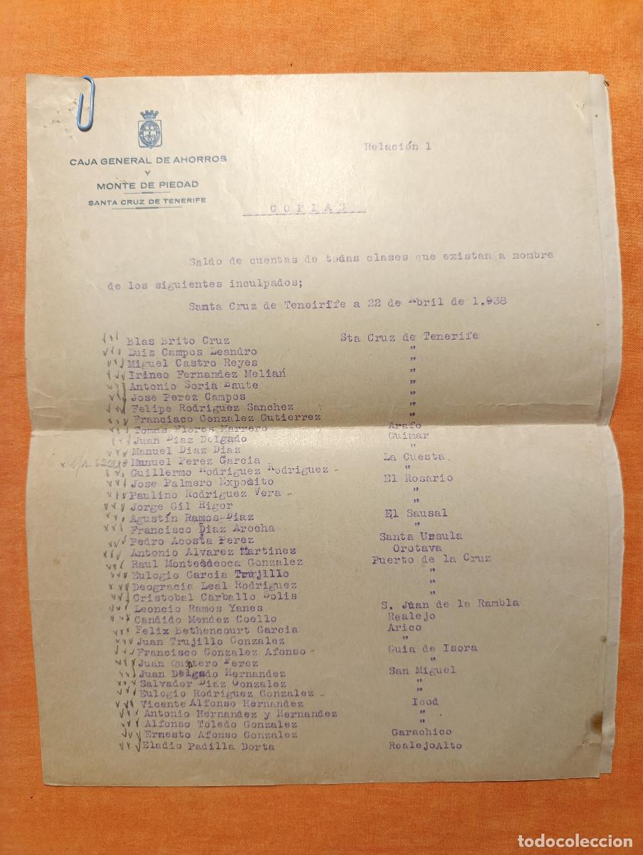 Militaria: 1938 GUERRA CIVIL. EXTRAORDINARIO DOCUMENTOS EN EL QUE SE OBSERVAN DOS LISTAS INCULPADOS POLITICOS.