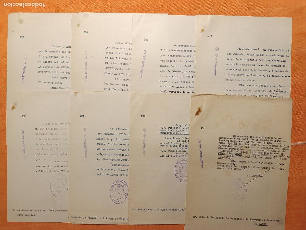 Militaria: 1938 GUERRA CIVIL. LOTE DOCUMENTOS ORDENADOS POR N&Uacute;MEROS Y FECHAS - GUERRA CIVIL ESPA&Ntilde;OLA. NE-16