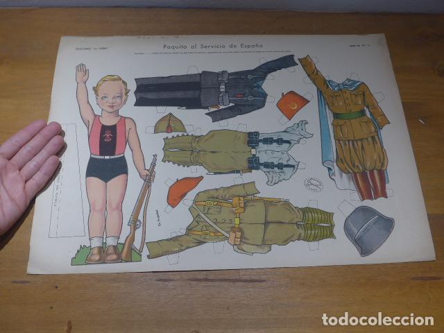 Militaria: Antiguo gran recortable de guerra civil: Paquito al servicio de Espa&ntilde;a, original, Falange, regulares