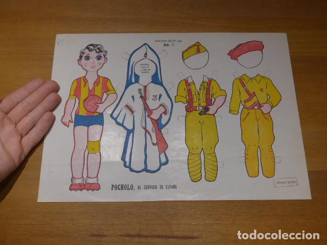 Militaria: Antiguo recortable original de guerra civil: Pocholo al servicio de Espa&ntilde;a.