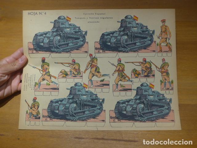 Militaria: Antiguo recortable original de guerra civil: Tanques y fuerzas regulares atacando. Ejercito espa&ntilde;ol