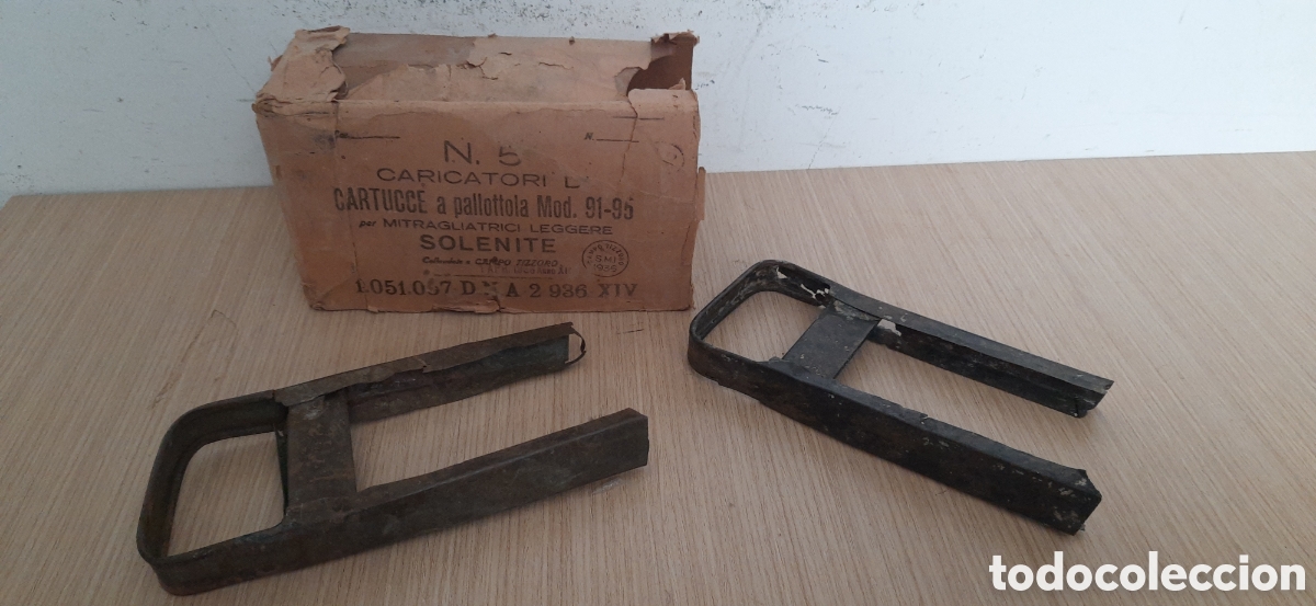 Militaria: caja carton ametralladora breda CARTUCCE a pallottola mod.91-95 a&ntilde;o 1936 con dos cargadores INERTE