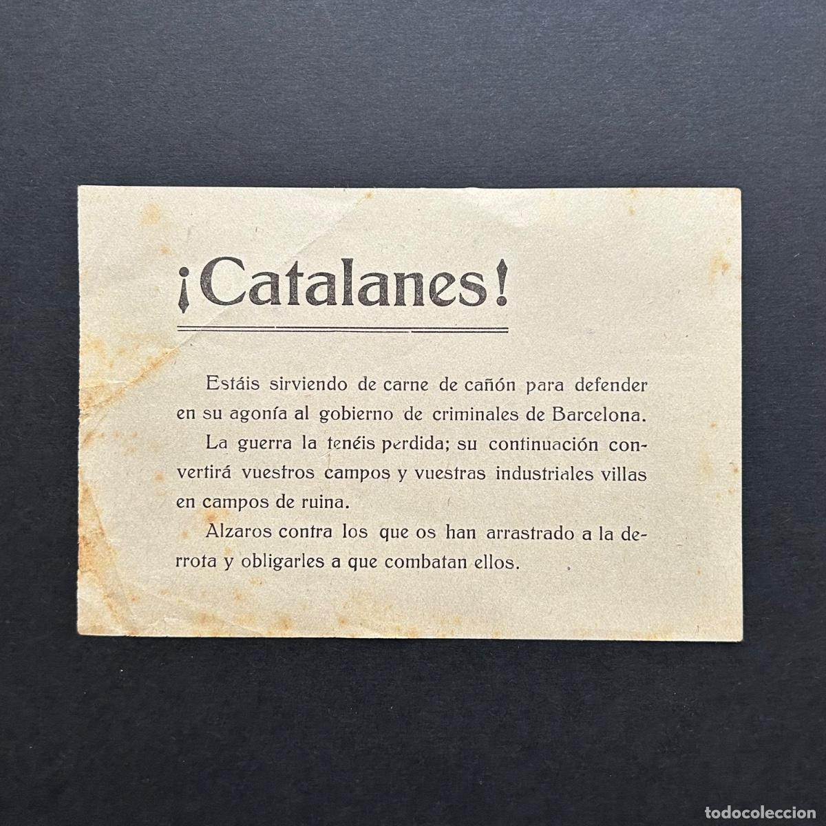 Military Antiques: Octavilla &iexcl;CATALANES! &ndash; Bando franquista Nacional &ndash; Guerra Civil &ndash; A&ntilde;o 1938 &ndash; Batalla de l'Ebre