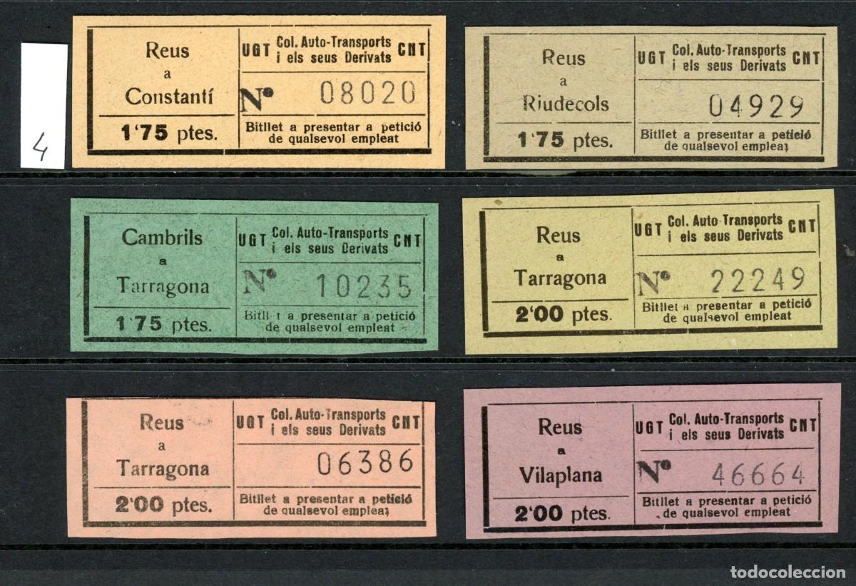 Militaria: LOTE 4 (GC)// 6 Billetes de GC (UGT - CNT) // COL. AUTO-TRANSPORTS I ELS SEUS DERIVATS