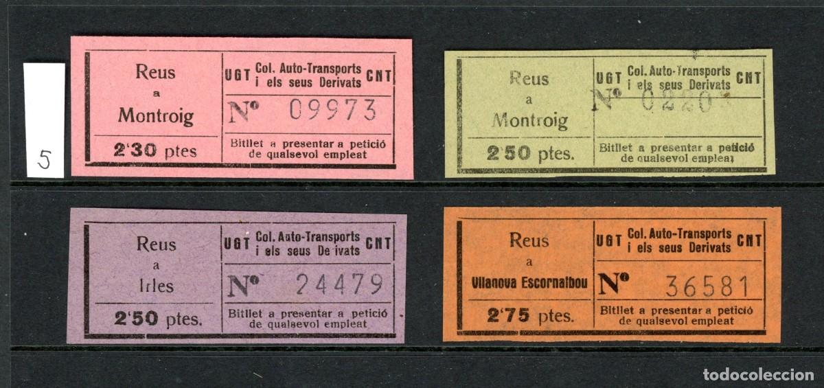 Militaria: LOTE 5 (GC)// 4 Billetes de GC (UGT - CNT) // COL. AUTO-TRANSPORTS I ELS SEUS DERIVATS