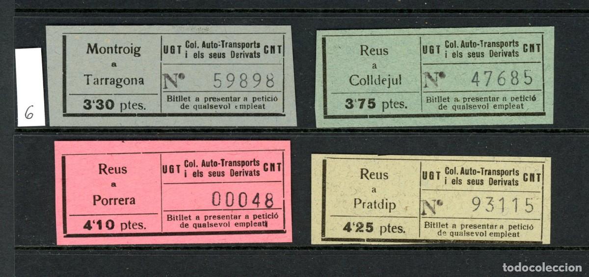 Militaria: LOTE 6 (GC)// 4 Billetes de GC (UGT - CNT) // COL. AUTO-TRANSPORTS I ELS SEUS DERIVATS