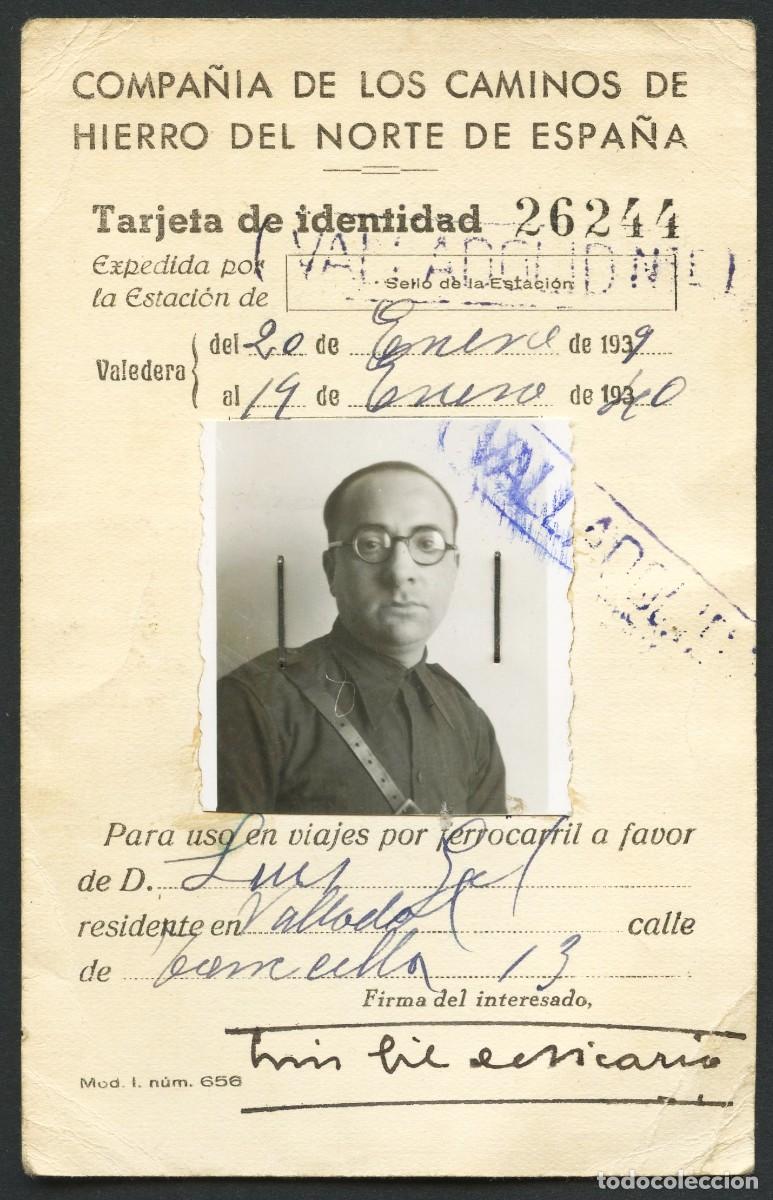 Militaria: GUERRA CIVIL, TARJETA, COMPA&Ntilde;&Iacute;A DE LOS CAMINOS DE HIERRO DEL NORTE, 1939, VALLADOLID