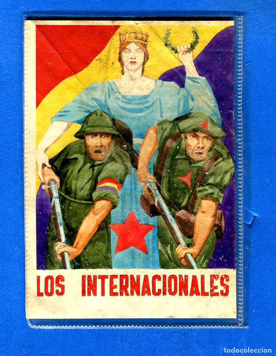 Militaria: ANTIGUO CARTELITO GUERRA CIVIL ESPA&Ntilde;OLA LOS INTERNACIONALES