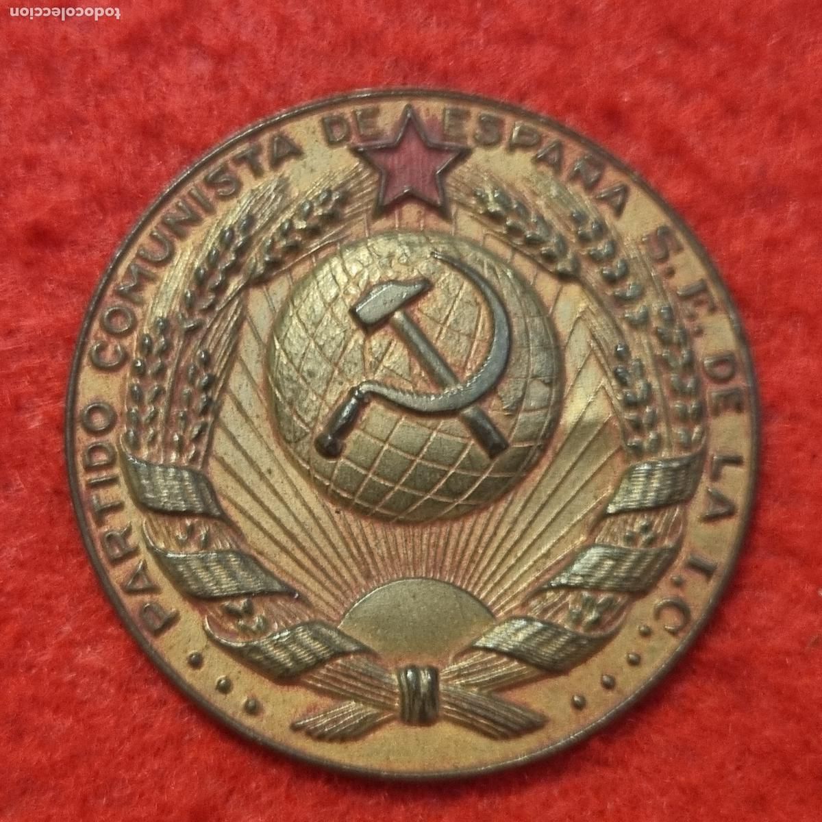 Militaria: CHAPA GUERRA CIVIL PARTIDO COMUNISTA DE ESPA&Ntilde;A S.E. DE LA L.C. ORIGINAL C36