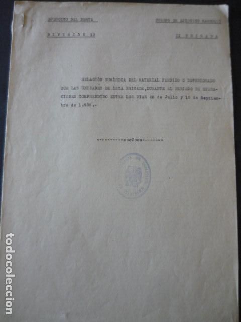 Militaria: GUERRA CIVIL 1938 MAESTRAZCO CASTELLON CUERPO EJERCITO MARROQUI RELACI&Oacute;N MATERIAL PERDIDO DETERIORO