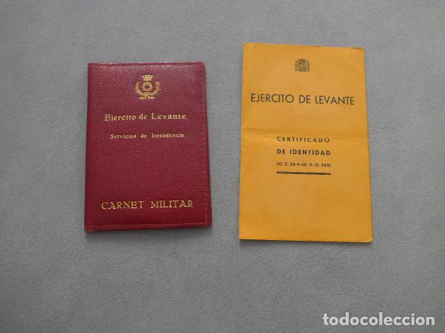 Militaria: Lote 2 antiguo carnet republicano del Ejercito de Levante de teniente de intendencia, guerra civil
