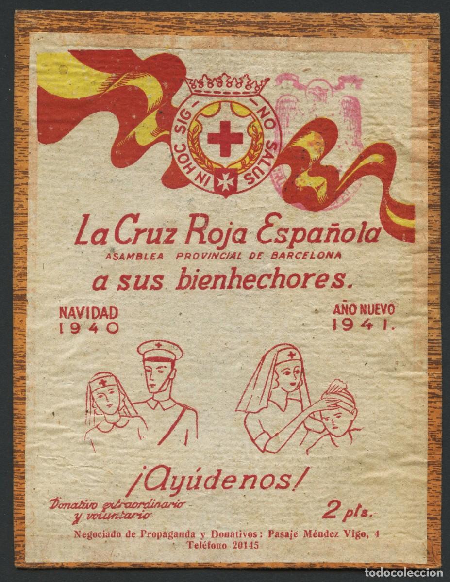 Militaria: POSGUERRA, TARJETA DONATIVO EXTRAORDINARIO, CRUZ ROJA ESPA&Ntilde;OLA, 1940
