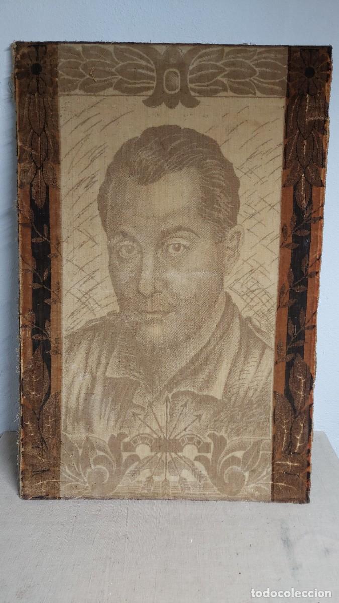 Militaria: Antigua tela bordada de Jos&eacute; Antonio Primo de Rivera