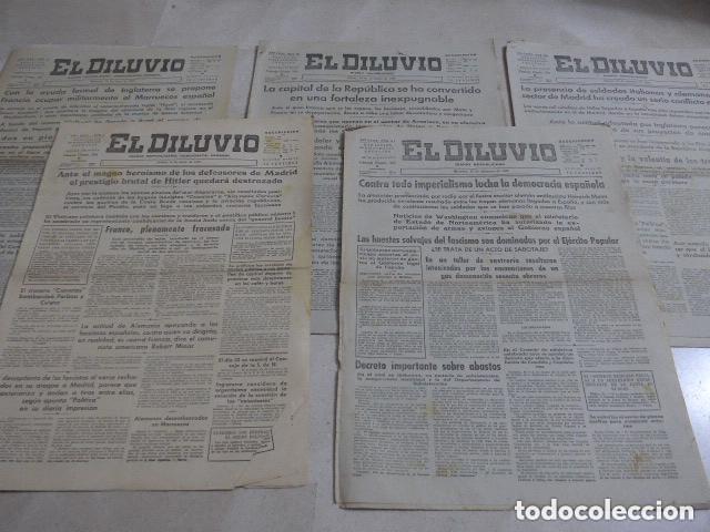 Militaria: Lote 5 antiguos diarios republicanos El diluvio, guerra civil. Originales.