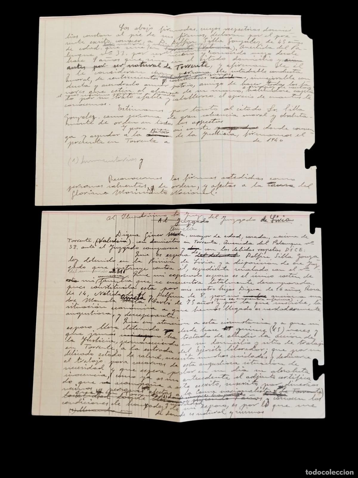 Militaria: DOCUMENTACI&Oacute;N GUERRA CIVIL ESPA&Ntilde;OLA: AVAL Y PETICI&Oacute;N DE LIBERTAD : DELF&Iacute;N SILLA GONZ&Aacute;LEZ, TORRENT
