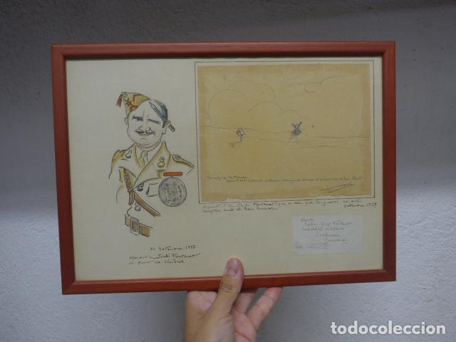 Militaria: Antiguo dibujo pintado original de cabo republicano catalan fechado 1937, Guerra civil Frente Madrid