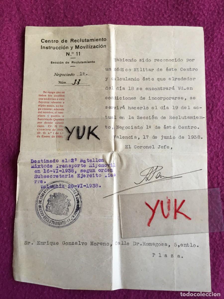 Militaria: RECONOCIMIENTO MEDICO PARA REINCORPORACION A 2&ordm; BATALLON MIXTO HIPOMOVIL -20 JUNIO 1938 GUERRA CIVIL