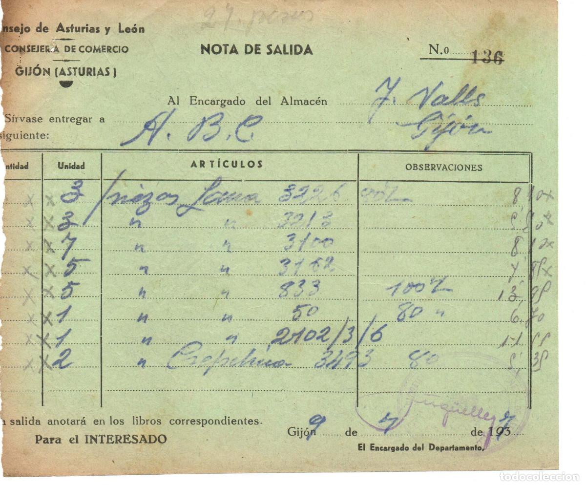 Militaria: Guerra civil. Consejer&iacute;a de comercio. Consejo de Asturias y Le&oacute;n. Julio 1937 Gij&oacute;n
