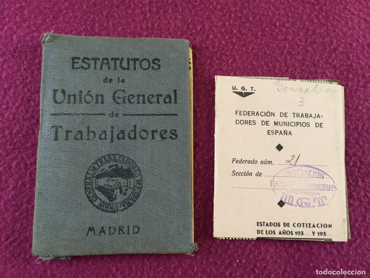 Militaria: ESTATUTOS DE LA UNI&Oacute;N GENERAL DE TRABAJADORES CARNET + 12 VI&Ntilde;ETAS 1938 SELLO - UGT - GUERRA CIVIL