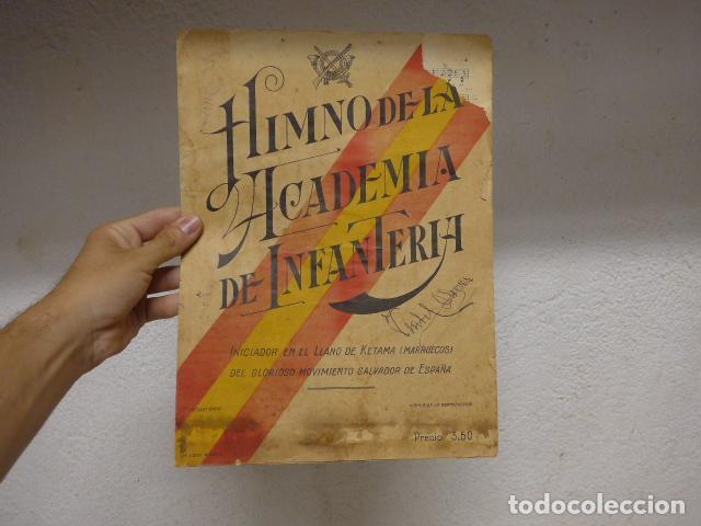 Militaria: Antigua partitura himno de la Academia de infanteria, guerra civil