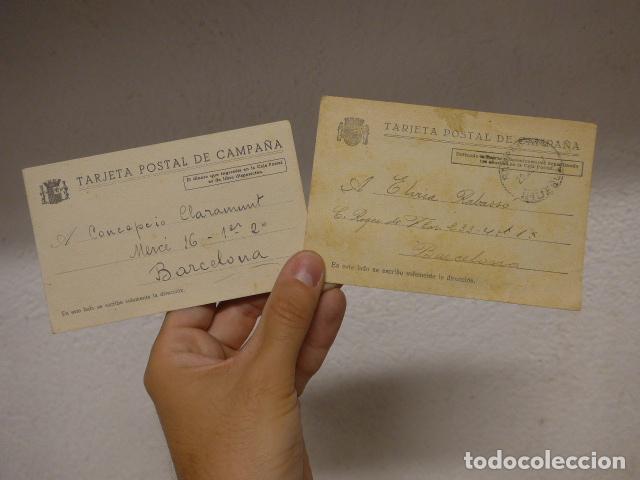 Militaria: Lote 2 antigua tarjeta postal de campa&ntilde;a republicana de catalanes en guerra civil