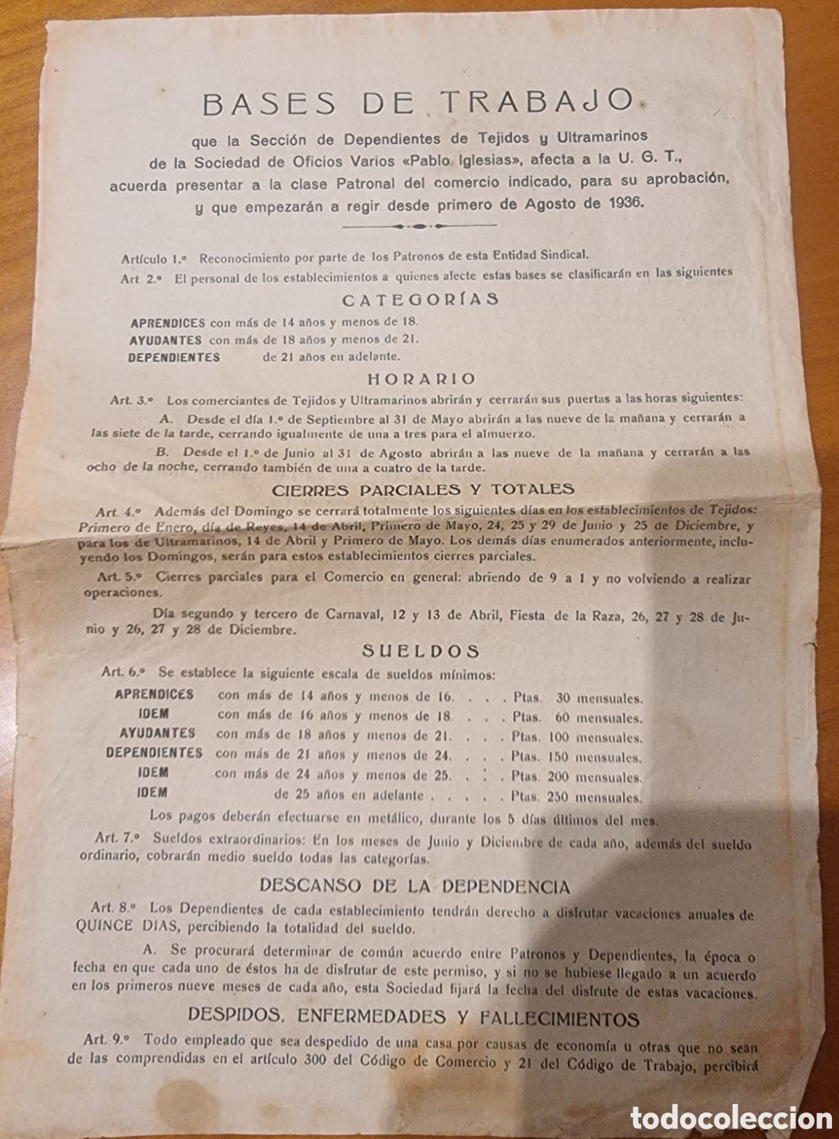 Militaria: Guerra Civil Estepona M&aacute;laga Sociedad de Oficios 1936 UGT Pablo Iglesias