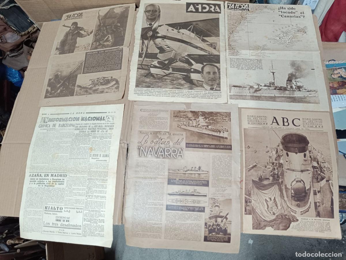 Militaria: LOTE DE RECORTES DE DIARIOS DE LA GUERRA CIVIL, LA HORA, ABC , AHORA. AVIONES, BARCOS, MARINA -P26