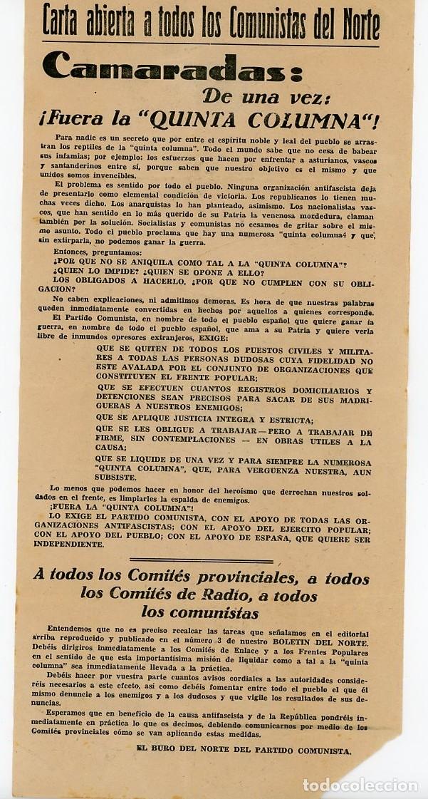 Militaria: ASTURIAS. ANTIGUO PASQUIN COMUNISTA GUERRA CIVIL ESPA&Ntilde;OLA. ORIGINAL