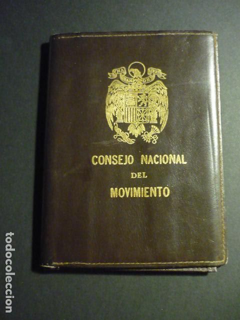 Militaria: CARTERA EN PIEL CONSEJO NACIONAL DEL MOVIMIENTO 9,5 X 13 CM FALANGE ESPA&Ntilde;OLA