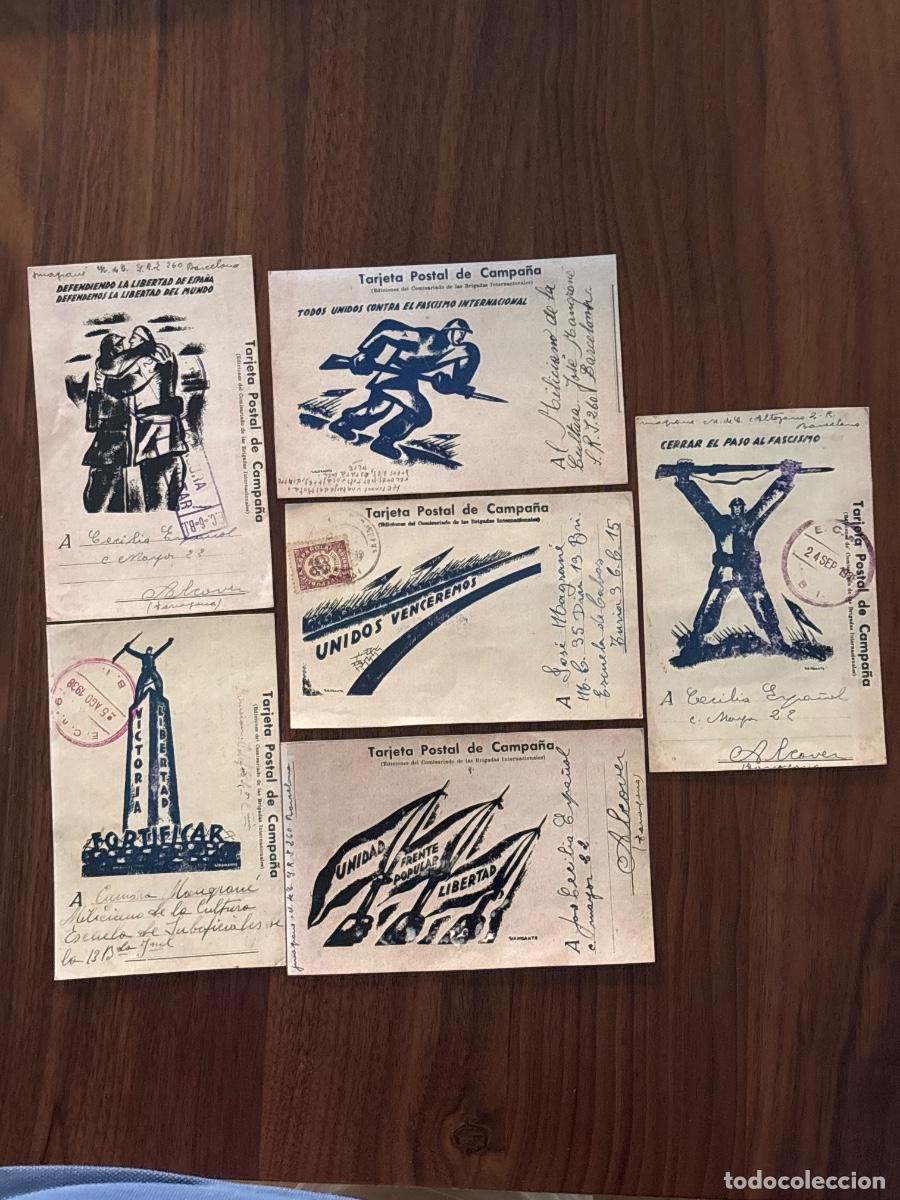 Militaria: Lote 6 Copias tarjetas postales Campa&ntilde;a Brigadas Internacionales 1938 Giandante guerra civil espa&ntilde;a